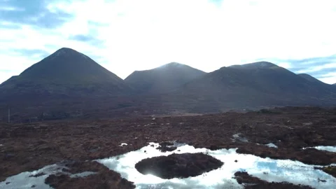 Cuillin Mountains in the Isle of Skye, Scotland, Aerial View Stock Footage 242435954