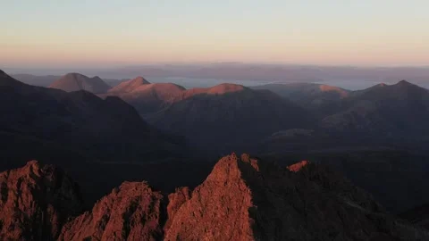 The Cuillin Ridge on the Isle of Skye at Sunset Stock Footage 309879239