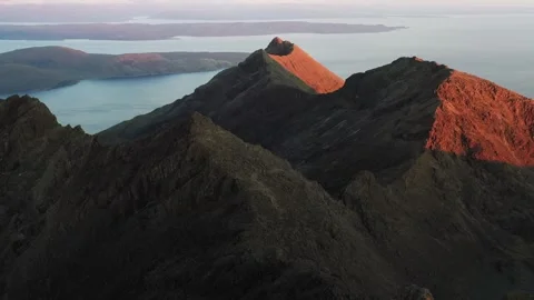 The Cuillin Ridge on the Isle of Skye at Sunset Stock Footage 309879240