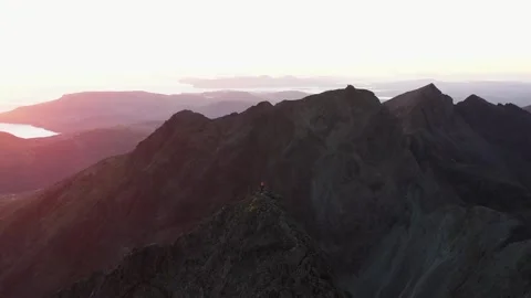 The Cuillin Ridge on the Isle of Skye at Sunset Video stock 309879307