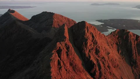 The Cuillin Ridge on the Isle of Skye at Sunset Video stock 309879407