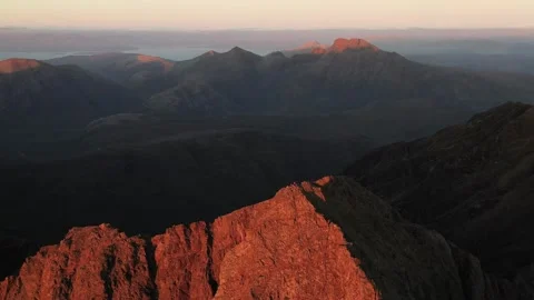 The Cuillin Ridge on the Isle of Skye at Sunset Video stock 309879456