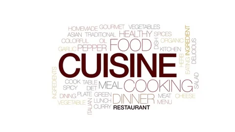 Cuisine animated word cloud, text design animation. Kinetic typography. Stock Footage 75350918