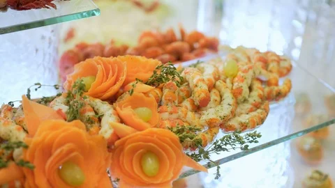 Cuisine Culinary Buffet Dinner Catering Dining Food Celebration Party Concept Stock Footage 113067393