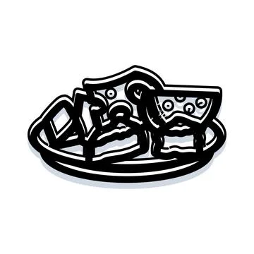 Cuisine dish with meal elements in hand drawn style イラスト素材