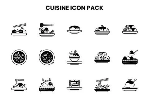 Cuisine DuoTone Design Icons Pack Stock Illustration
