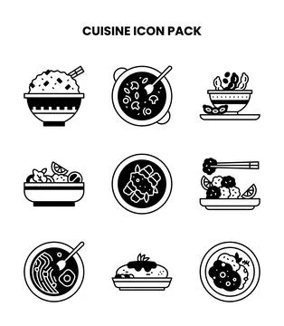 Cuisine DuoTone Vector Icons Pack Stock Illustration