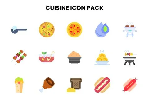 Cuisine Flat Icons Pack Ilustração Stock