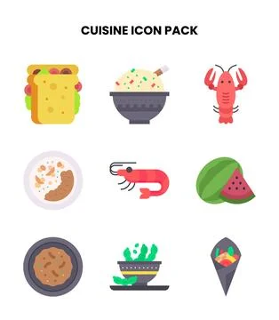 Cuisine Flat Icons Pack Ilustração Stock