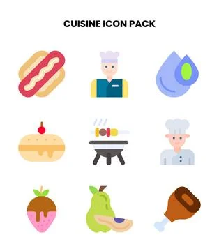 Cuisine Flat Scalable Icons Pack Stock Illustration