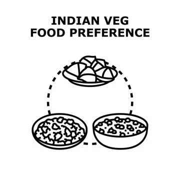 Cuisine food preference with indian vegetable dishes イラスト素材