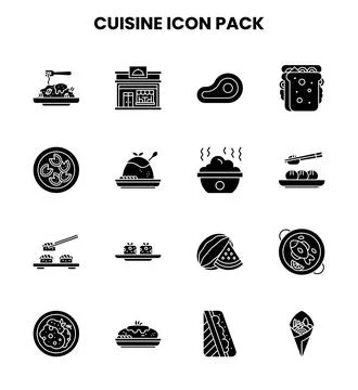 Cuisine Glyph UI Icons Pack Stockillustratie