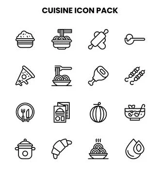 Cuisine Line Bundle Icons Pack Ilustração Stock