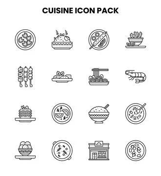 Cuisine Line Scalable Icons Pack Ilustração Stock