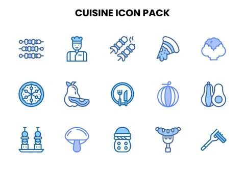 Cuisine Two Colour Icons Pack Stock Illustration