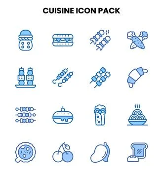 Cuisine Two Colour UI Icons Pack Stock Illustration