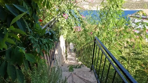 Cukurbag, Kas, Turkey - August 29, 2026 Stone staircase in wind Stock Footage 344879353
