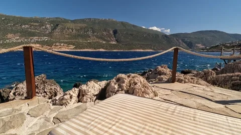Cukurbag, Kas, Turkey - August 29, 2026 Windy day by the sea Stock Footage 344879371