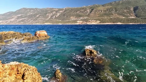 Cukurbag, Kas, Turkey - August 29, 2026 Stormy sea landscape Stock Footage 344879973