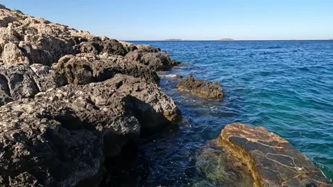 Cukurbag Peninsula, Kas, Turkey - August 29, 2026 Blue sea and rocks Stock Footage 344879749