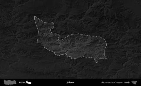 Cukurca highlighted, Turkiye. Grayscale Stock Illustration