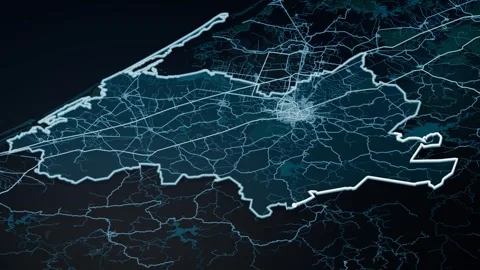 Culiacan Mexico Glowing Digital Map Animation 4K Vidéo 340606850