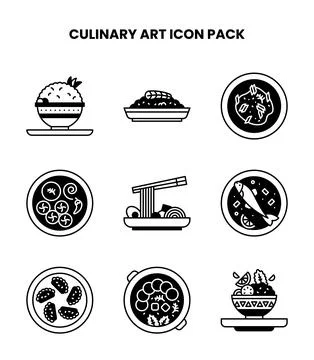 Culinary Art DuoTone Bundle Icons Pack Stock Illustration