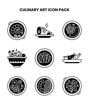 Culinary Art DuoTone Bundle Icons Pack Stock Illustration
