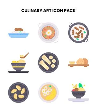 Culinary Art Flat Graphics Icons Pack Stock Illustration