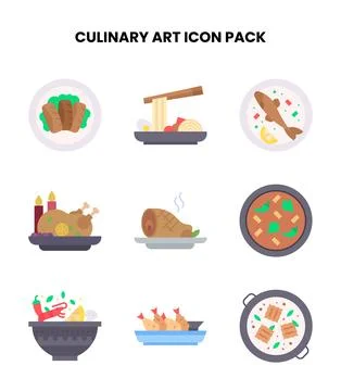 Culinary Art Flat Icons Pack Stock Illustration