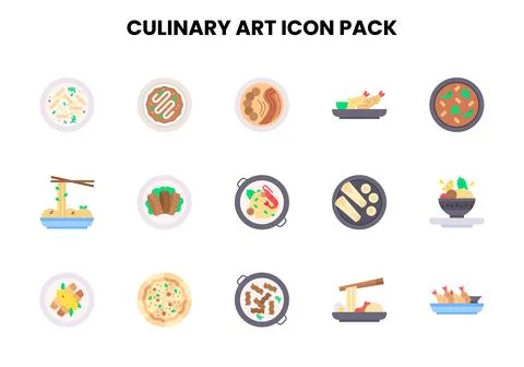 Culinary Art Flat Scalable Icons Pack Stock Illustration