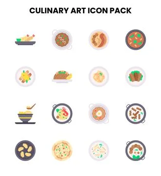 Culinary Art Flat Set Icons Pack Stock Illustration