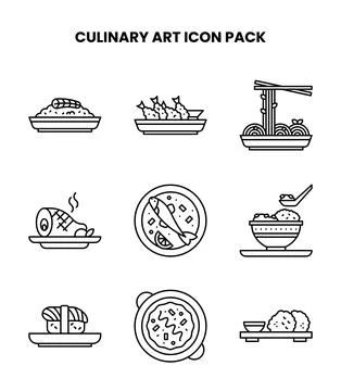 Culinary Art Line Graphics Icons Pack Stock Illustration