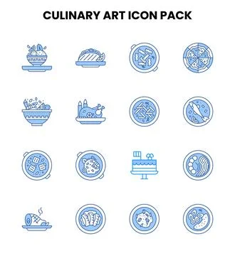 Culinary Art Two Colour Bundle Icons Pack Stock Illustration
