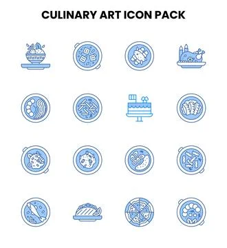 Culinary Art Two Colour Graphics Icons Pack Stock Illustration
