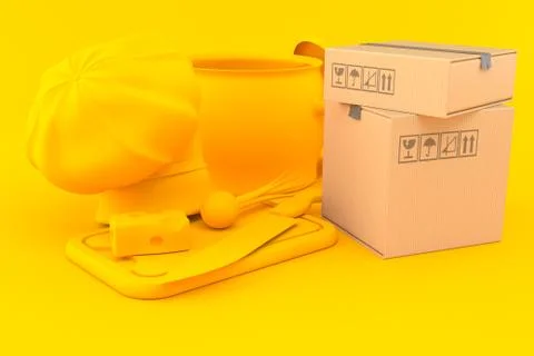 Culinary background with stack of boxes Stock Illustration