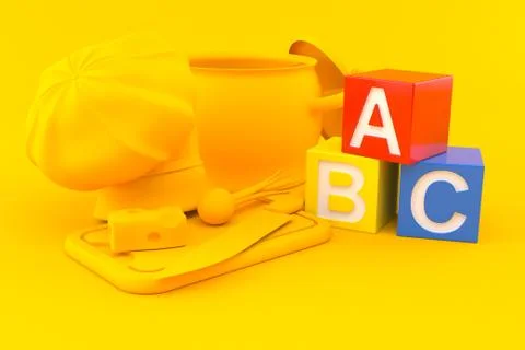 Culinary background with toy blocks Stock Illustration