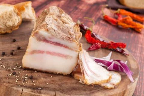 Culinary bacon background. Stock Photos