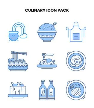 Culinary Blue Scalable Icons Pack Stock Illustration