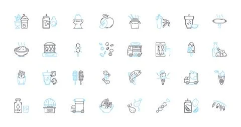 Culinary boutique linear icons set. Gourmet, Foodie, Artisanal, Farm-to-table Stock Illustration