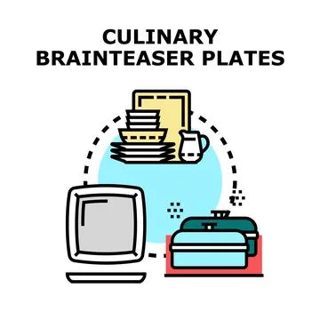Culinary brainteaser concept involving kitchen and dining items Stock Illustration