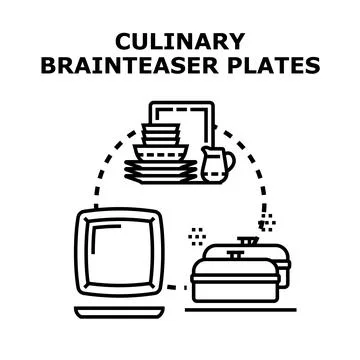 Culinary brainteaser concept involving kitchen and dining items Stock Illustration