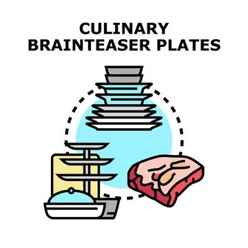 Culinary brainteaser concept with serving dishes and food Stock Illustration