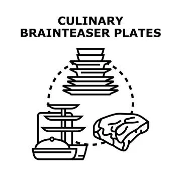 Culinary brainteaser concept with serving dishes and food Stock Illustration
