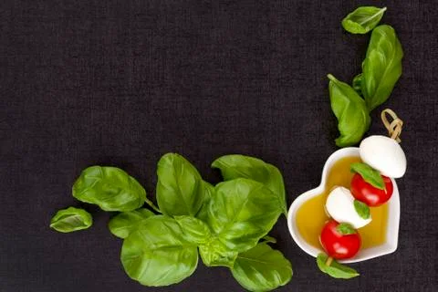 Culinary caprese background. Stock Photos
