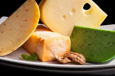 Culinary cheese variation close up. Stock Photos