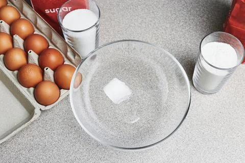 Culinary class in a kitchen. Ingredients for baking cake on a table. Cooking  Stock Photos