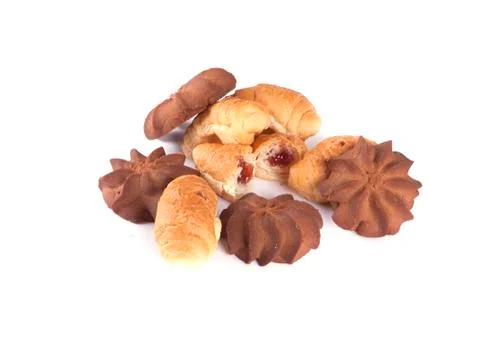 Culinary composition from cookies and rolls Stock Photos