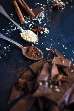 Culinary concept with different types of chocolate Fotos de archivo
