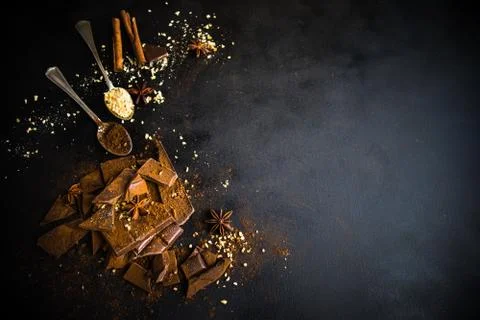 Culinary concept with different types of chocolate Fotos de archivo